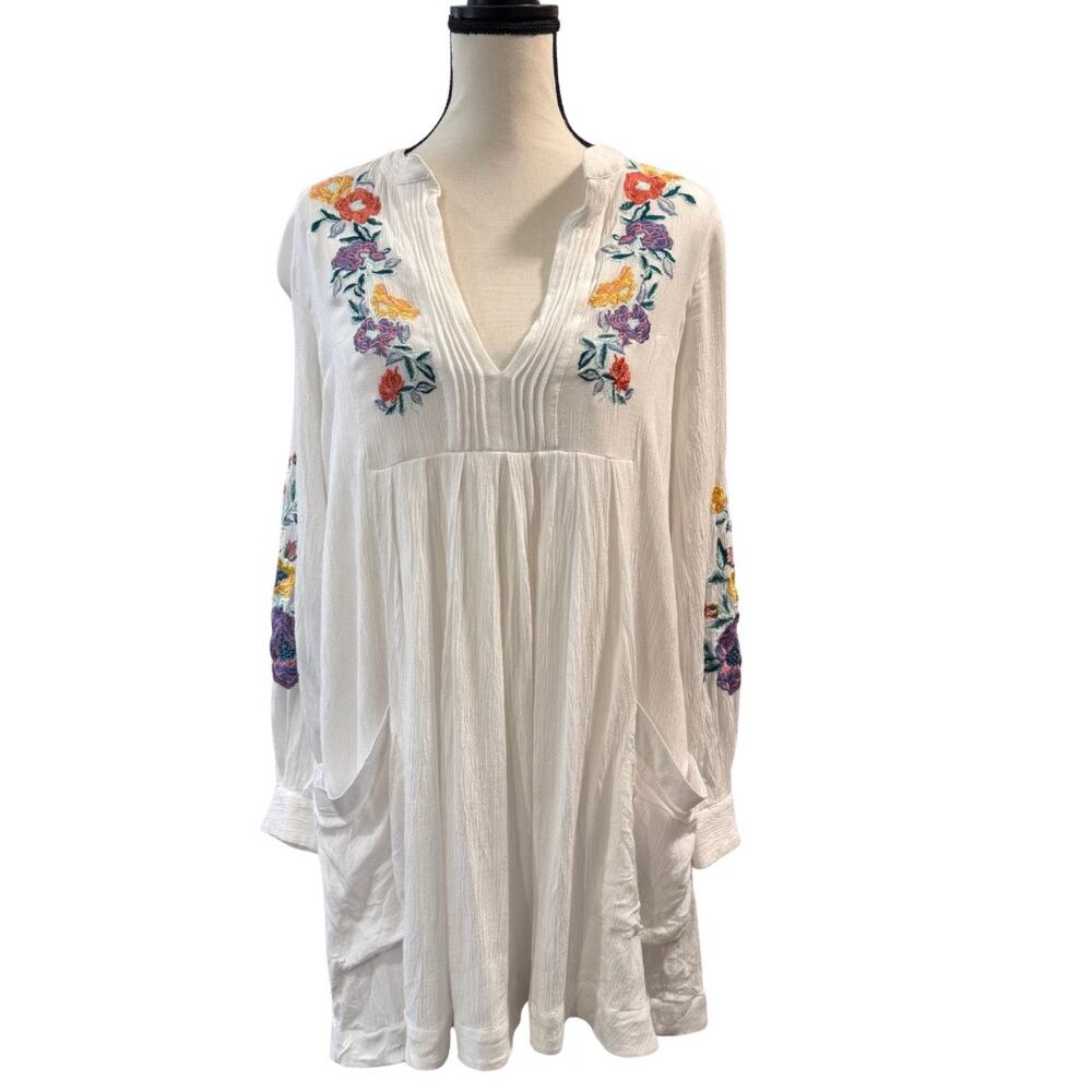 Free People Women’s Floral Embroidered Mini Dress Size XS